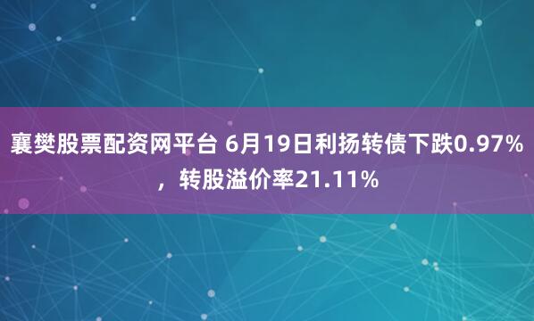 襄樊股票配资网平台 6月19日利扬转债下跌0.97%，转股溢价率21.11%
