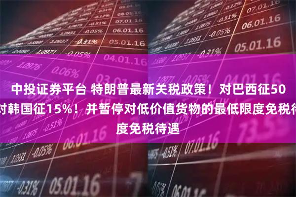 中投证券平台 特朗普最新关税政策！对巴西征50% 对韩国征15%！并暂停对低价值货物的最低限度免税待遇